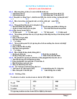 Bài tập trắc nghiệm địa lí 9 bài 2: Phân bố dân cư, các loại hình quần cư (có đáp án)
