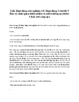 Giải Hoạt động trải nghiệm 10: Hoạt động 3 chủ đề 9 Chân Trời Sáng Tạo