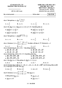 Đề giữa HK2 Toán 11 năm 2021 – 2022 trường THPT Ngô Gia Tự – Đắk Lắk
