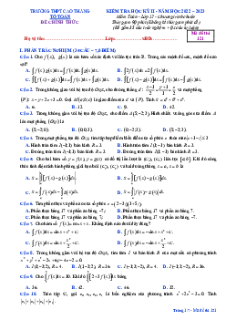 Đề học kỳ 2 Toán 12 năm 2022 – 2023 trường THPT Cao Thắng – TT Huế