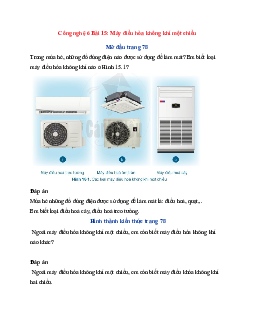 Công nghệ 6 Bài 15: Máy điều hòa không khí một chiều - Cánh Diều