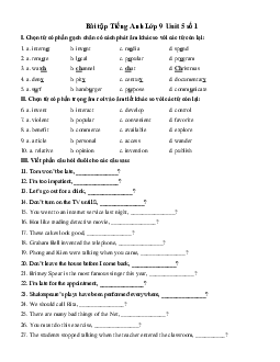 Bài tập tiếng Anh lớp 9 Unit 5: The Media số 1