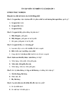 Bộ phiếu bài tập ôn ở nhà lớp 3 Môn Tự nhiên xã hội - Ôn tháng 4/2020