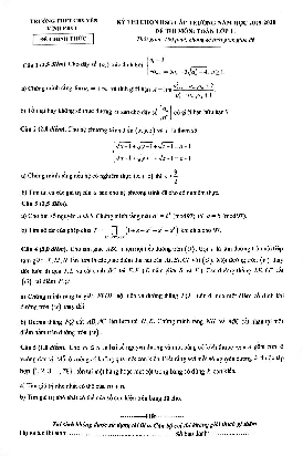 Đề chọn HSG Toán 11 cấp trường năm 2019 – 2020 trường THPT chuyên Vĩnh Phúc