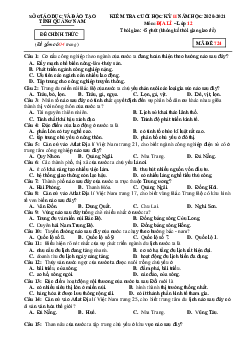 Đề thi HK 2 môn Địa 12 Sở GD&ĐT Quảng Nam 2020-2021 (có đáp án)