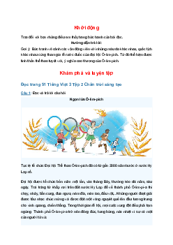 Bài 4: Ngọn lửa Ô-lim-pích trang 51 SGK Tiếng Việt lớp 3 Tập 2 Chân trời sáng tạo