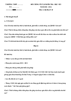 Đề cương ôn tập học kì 1 môn Giáo dục quốc phòng và an ninh 10 năm 2023 - 2024 | Kết Nối Tri Thức