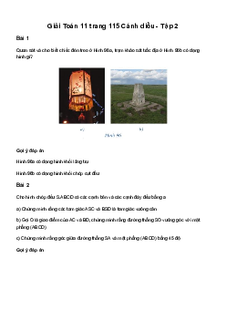 Giải Toán 11 Bài 6: Hình lăng trụ đứng. Hình chóp đều. Thể tích của một số hình khối | Cánh diều