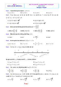 Đề luyện thi môn Toán 2022 bám sát đề minh họa -đề 12 (có lời giải chi tiết)