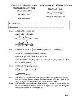 Đề tham khảo học kỳ 1 Toán 9 năm 2022 – 2023 trường EMASI Nam Long – TP HCM