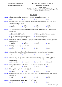 Đề cuối học kỳ 1 Toán 12 năm 2023 – 2024 trường THPT Kim Sơn A – Ninh Bình