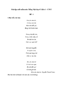 Giải Bài tập cuối tuần lớp 4 môn Tiếng Việt Chân trời sáng tạo - Tuần 1