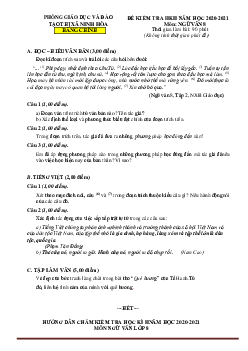Đề thi HK2 Ngữ Văn 8 năm học 2020-2021 phòng GD Ninh Hòa (có đáp án)