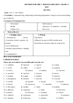 Đề cương ôn tập học kì 1 môn Tiếng Anh 11| Friends Global