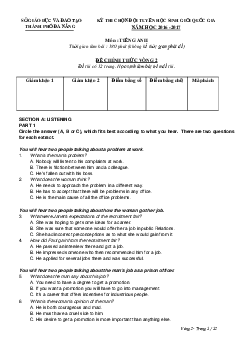 (Vòng 2) Kì thi chọn đội tuyển chính thức dự thi HSG quốc gia lớp 12 THPT Đà Nẵng năm học 2017-2018 môn thi Tiếng Anh