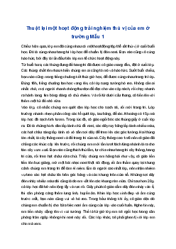 Thuật lại một hoạt động trải nghiệm thú vị của em ở trường | Tập làm văn 4