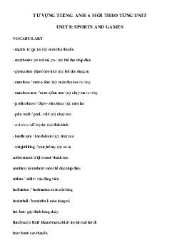 Từ vựng Unit 8 lớp 6 Sports And Games