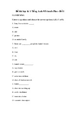 Đề thi học kỳ 1 môn Tiếng Anh lớp 9 năm học 2024 - 2025 | Bộ sách Friends Plus