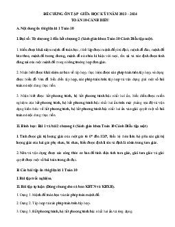 Đề cương ôn tập giữa học kì 1 môn Toán lớp 10 năm 2023 - 2024 (Sách mới) | Cánh diều đề 2