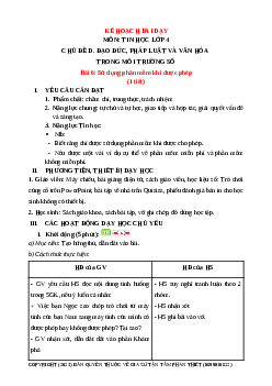 Giáo án Tin học lớp 4 Bài 6: Sử dụng phần mềm khi được phép | Chân trời