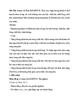 Giải Khoa học tự nhiên 8 bài 28: Sự truyền nhiệt | Kết nối tri thức