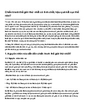 Chiến tranh thế giới thứ nhất có tính chất, hậu quả kết cục thế nào?
