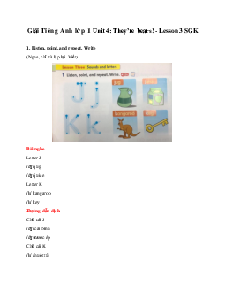 Giải Tiếng Anh lớp 1 Unit 4: They’re bears! - Lesson 3 SGK | Family & Friends