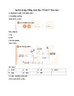 Sách bài tập Tiếng Anh lớp 3 Global Success Unit 17 Our toys