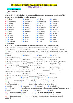 Đề cương ôn tập học kỳ 1 Tiếng Anh 11 năm học 2023-2024