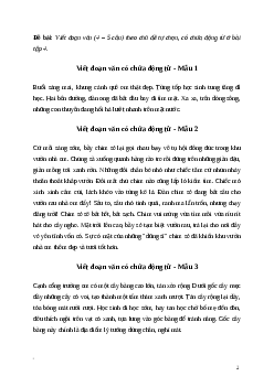 Văn mẫu Viết đoạn văn theo chủ đề tự chọn, có chứa động từ (3 mẫu) | Kết nối tri thức