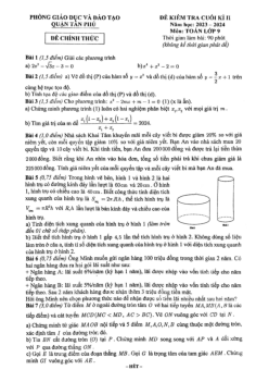 Đề thi cuối kì 2 Toán 9 năm 2023 – 2024 phòng GD&ĐT Tân Phú – TP HCM