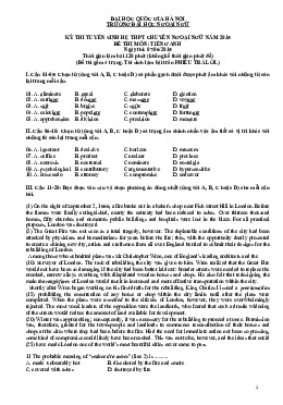 Kỳ thi tuyển sinh hệ THPT chuyên ngoại ngữ năm 2015 đề thi môn Tiếng Anh ngày 07/06/2015