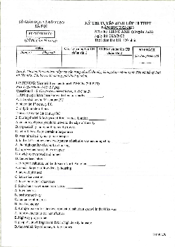 Đề thi tuyển sinh vào lớp 10 THPT Chuyên Chu Văn An, Hà Nội-Amsterdam môn Tiếng Anh (Chuyên) năm học 2022-2023