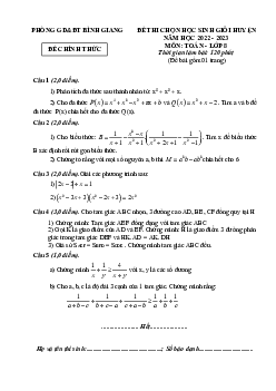 Đề thi HSG huyện Toán 8 năm 2022 – 2023 phòng GD&ĐT Bình Giang – Hải Dương