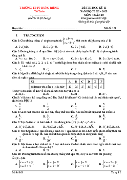 Đề thi học kỳ 2 Toán 10 năm 2022 – 2023 trường THPT Bưng Riềng – BR VT