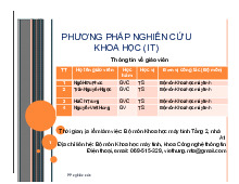 Bài giảng Phương pháp nghiên cứu khoa học IT môn Nghiên cứu khoa học | Trường Đại học Bách Khoa Hà Nội