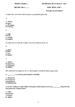 Đề thi học kì 2 môn Tiếng Anh 7 năm 2022 - 2023 sách i-Learn Smart World - Đề 1