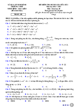 Đề thi GK2 Toán 10 năm 2023 – 2024 trường THPT Ninh Bình – Bạc Liêu – Ninh Bình