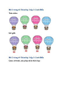 Giải SGK Toán lớp 3 trang 68, 69 Nhân số tròn chục với một chữ số | Cánh Diều