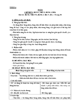 Bài 12: Bảng nhân 9, bảng chia 9 - Tiết 3 | Giáo án Toán 3 | Kết nối tri thức