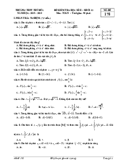 Đề thi học kì 2 Toán 12 năm 2019 – 2020 trường THPT Thủ Đức – TP HCM