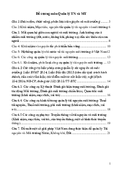 Đề cương môn quản lý tài nguyên và môi trường