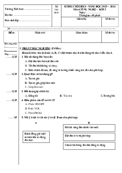 Đề thi học kì 1 môn Công nghệ lớp 3 năm 2023 - 2024 (Đề 8) | Chân trời sáng tạo