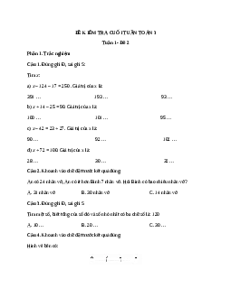 Phiếu bài tập cuối tuần lớp 3 môn Toán - Tuần 1 (cơ bản) | Kết nối tri thức