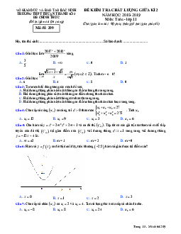 Đề kiểm tra giữa kì 2 Toán 11 năm 2018 – 2019 trường Thuận Thành 3 – Bắc Ninh