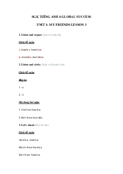 Tiếng Anh lớp 4 unit 1 lesson 3 trang 14 15 Global Success
