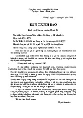 Đơn Trình Báo - Biểu mẫu văn bản