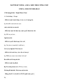 Ngữ pháp Unit 6 lớp 6 Our Tet holiday