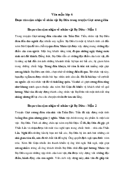 Văn mẫu lớp 6: Đoạn văn cảm nhận về nhân vật Bọ Dừa trong truyện Giọt sương đêm - Chân Trời Sáng Tạo