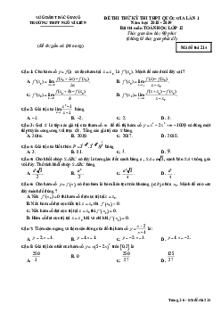 Đề thi thử THPT Quốc gia môn Toán năm 2018 – 2019 trường Ngô Sĩ Liên – Bắc Giang lần 1